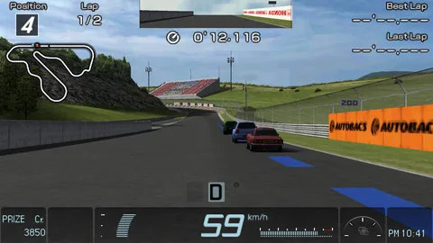 Gran Turismo gameplay screenshot reduced to a 480 by 270 pixel simulation